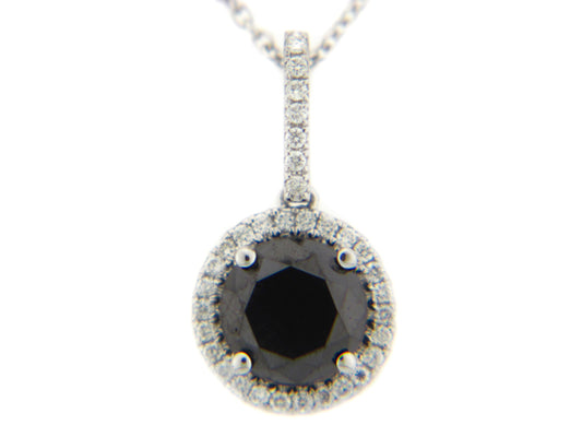BLACK & WHITE DIAMOND PENDANT, 14KW (R/N), CENTER=1.42