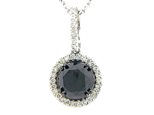 BLACK & WHITE DIAMOND PENDANT, 18KW (R/N)