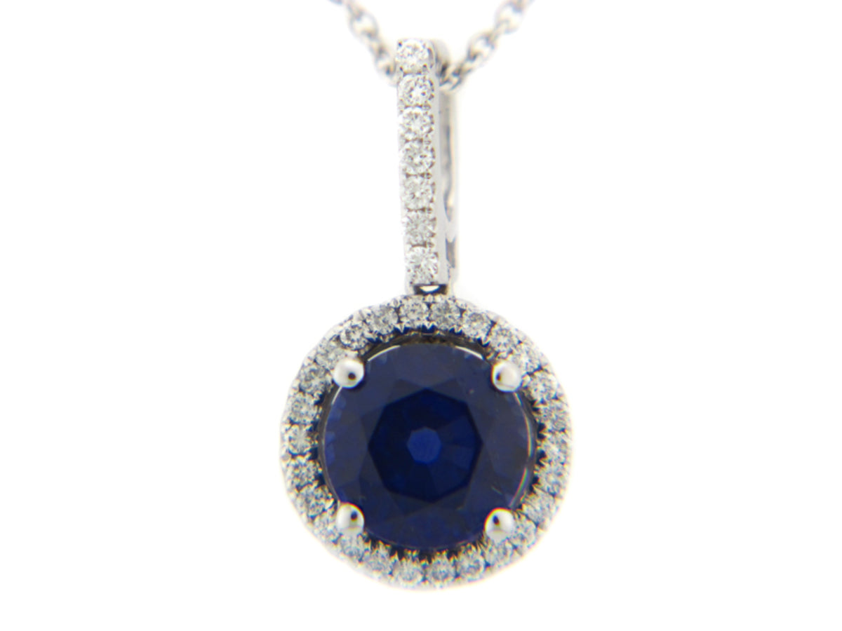 SAPPHIRE & DIAMOND PENDANT, 14KW (H), C=1.40