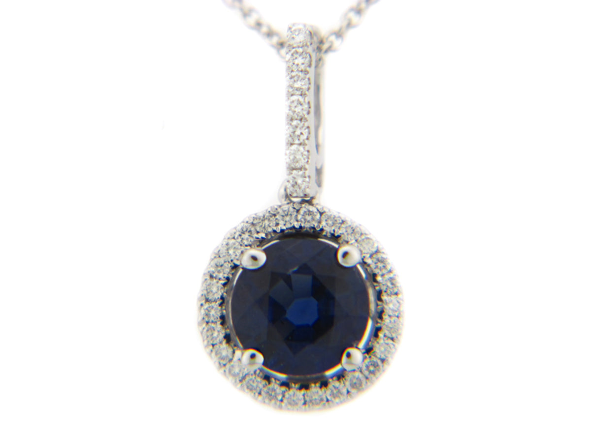 SAPPHIRE & DIAMOND PENDANT, 14KW (H), C=0.98
