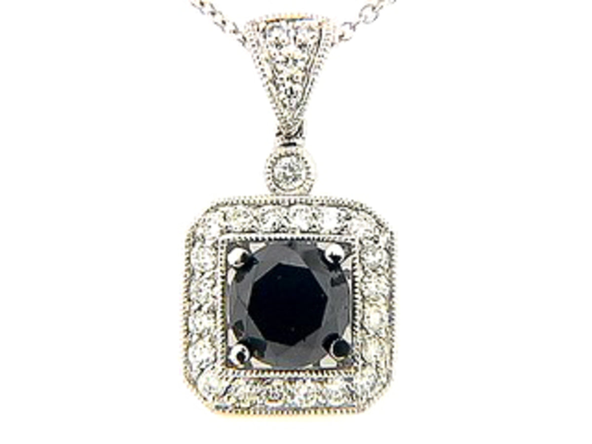 BLACK & WHITE DIAMOND PENDANT, 18KW (R/N)