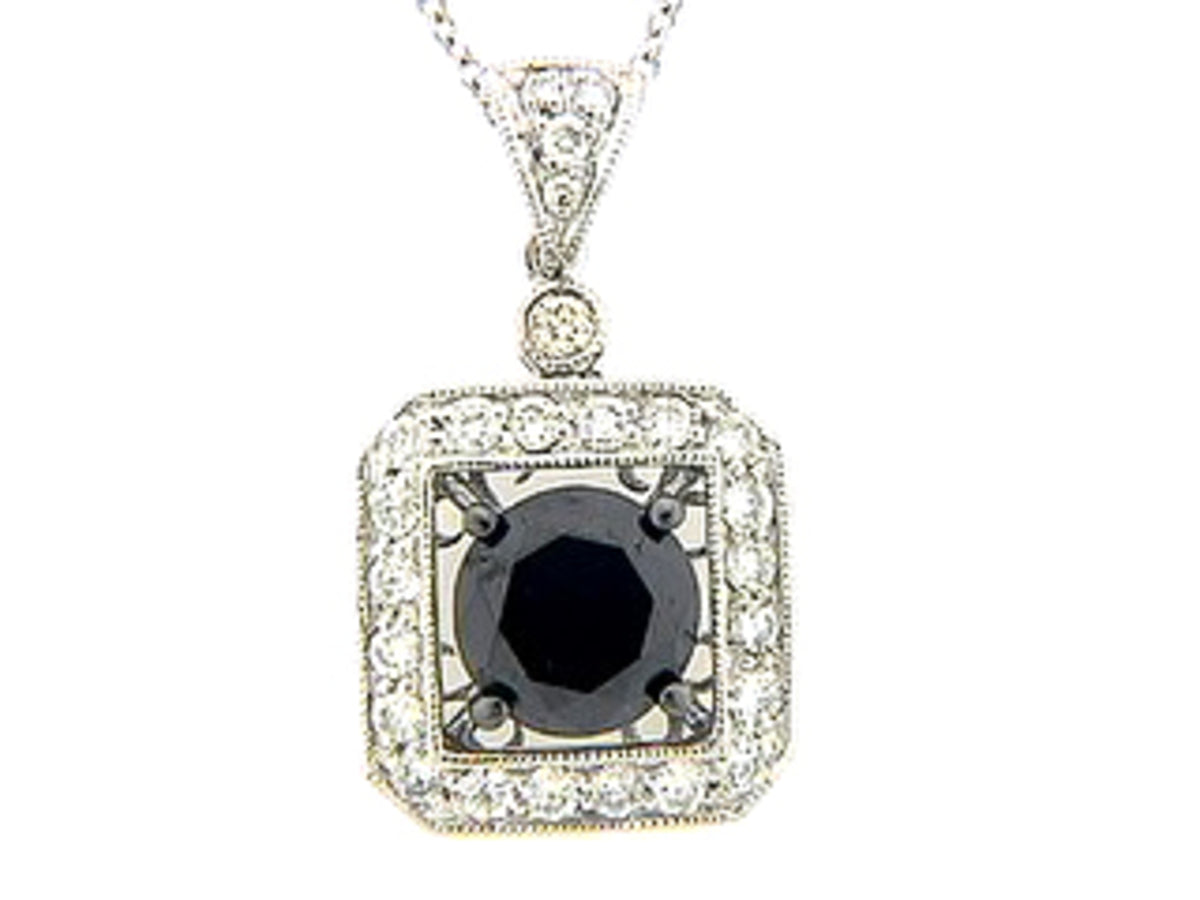 BLACK & WHITE DIAMOND PENDANT, 18KW (R/N)