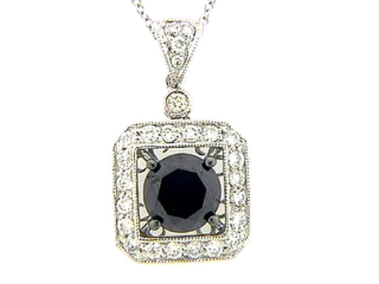 BLACK & WHITE DIAMOND PENDANT, 18KW (R/N)