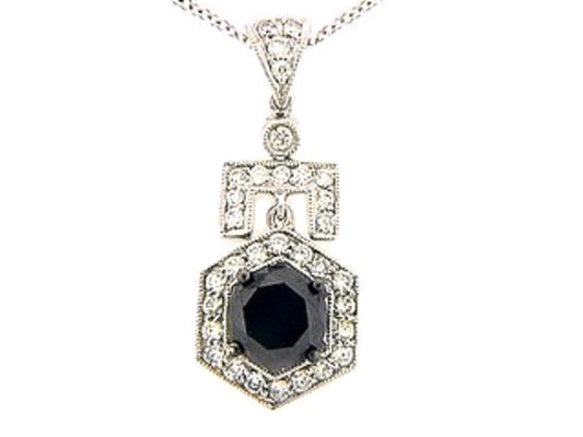 BLACK & WHITE DIAMOND PENDANT, 18KW (R/N), CENTER=2.15