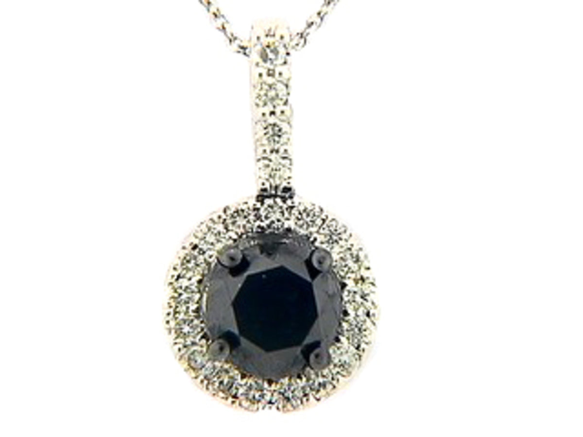 BLACK & WHITE DIAMOND PENDANT, 18KW(R/N), CENTER=1.60