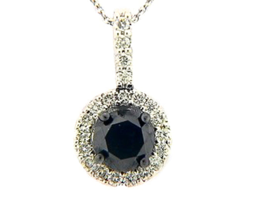 BLACK & WHITE DIAMOND PENDANT, 18KW(R/N), CENTER=1.60