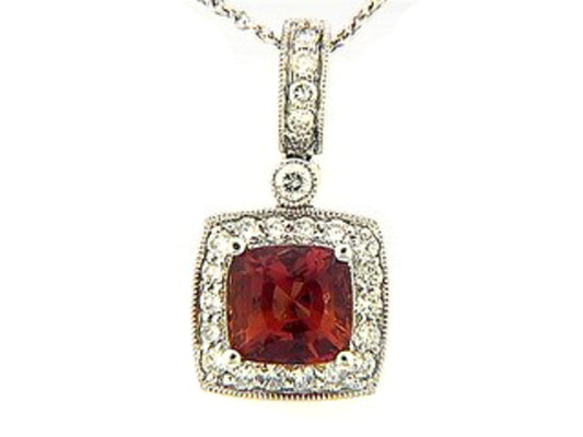 ORANGE SAPPHIRE & DIAMOND PENDANT, 18KW (H/U)
