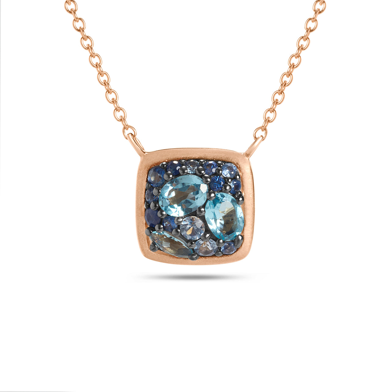 Blue Gemstone Cluster Necklace