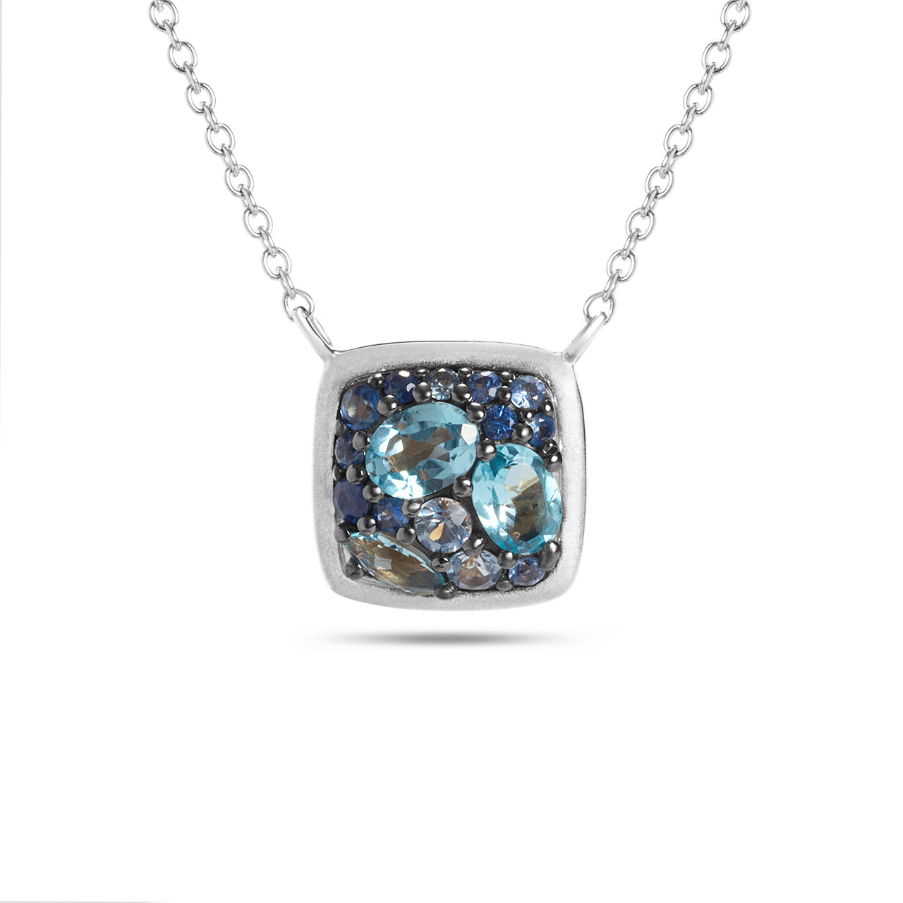 Blue Gemstone Cluster Necklace