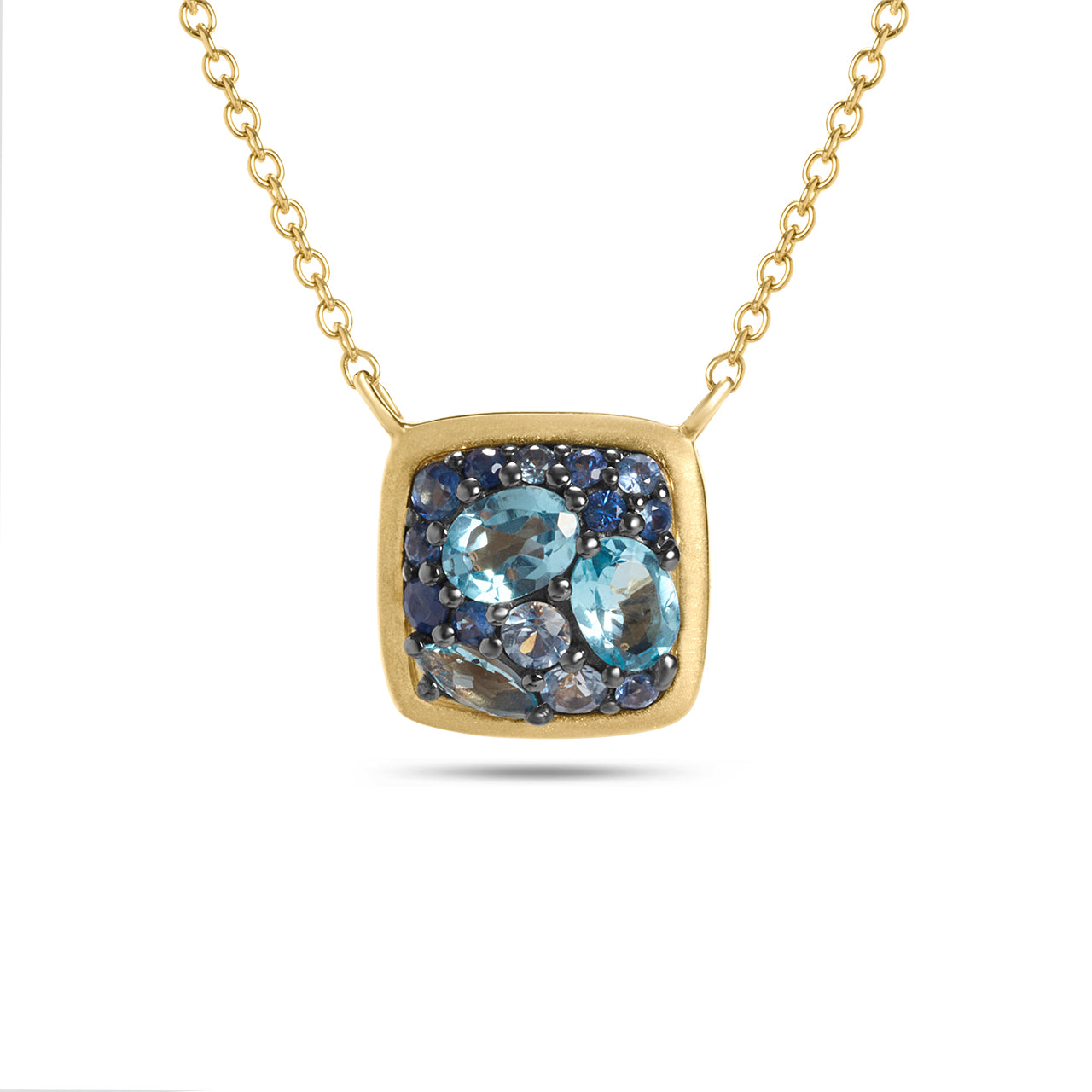 Blue Gemstone Cluster Necklace
