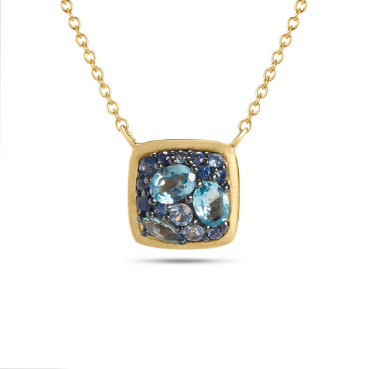 Blue Gemstone Cluster Necklace