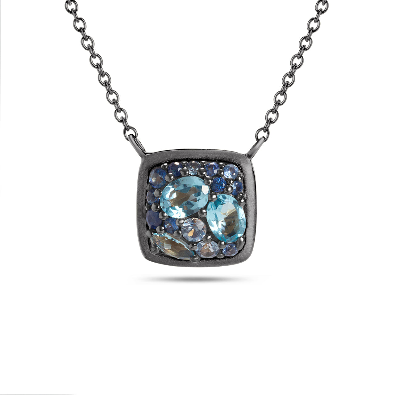Blue Gemstone Cluster Necklace