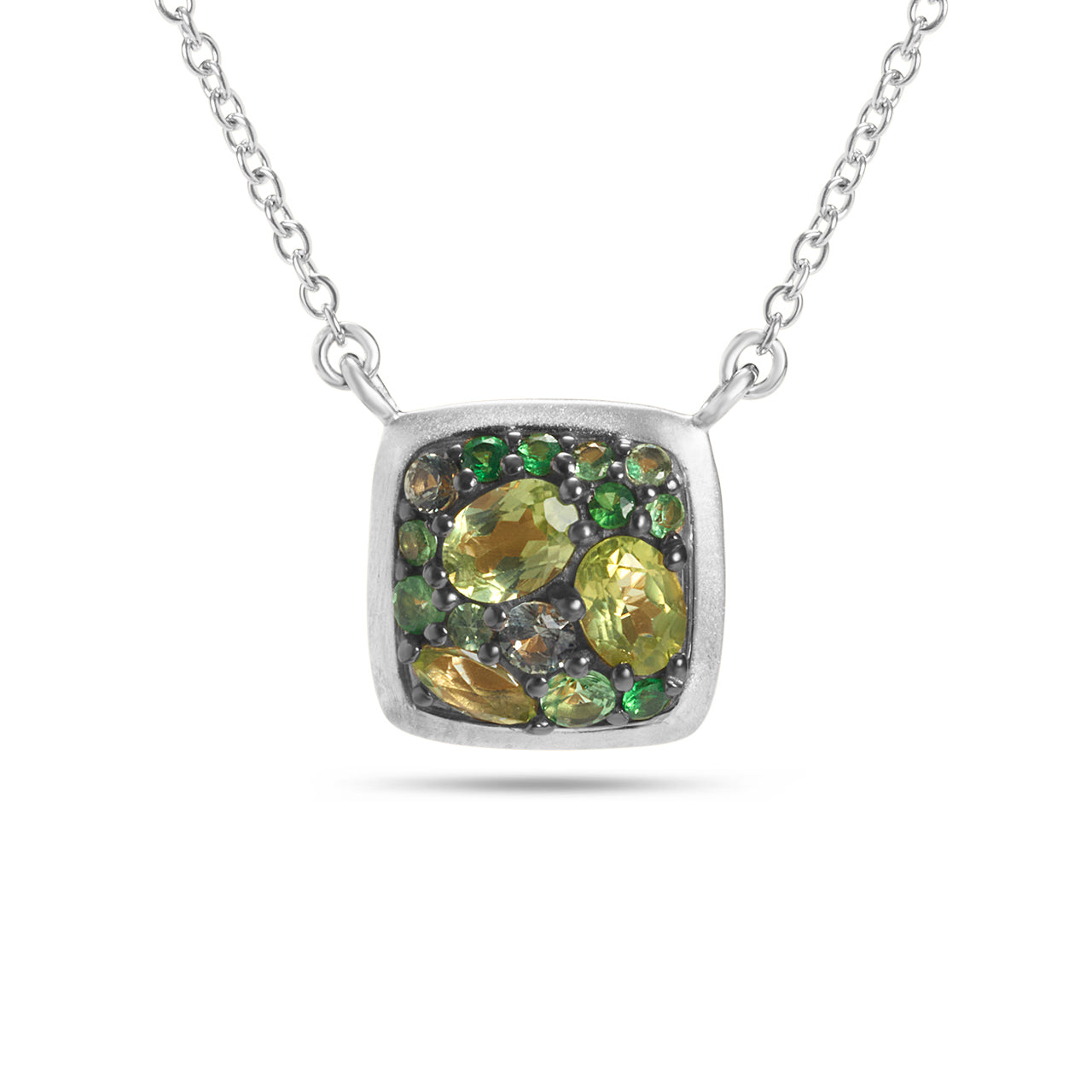 Green Gemstone Cluster Necklace