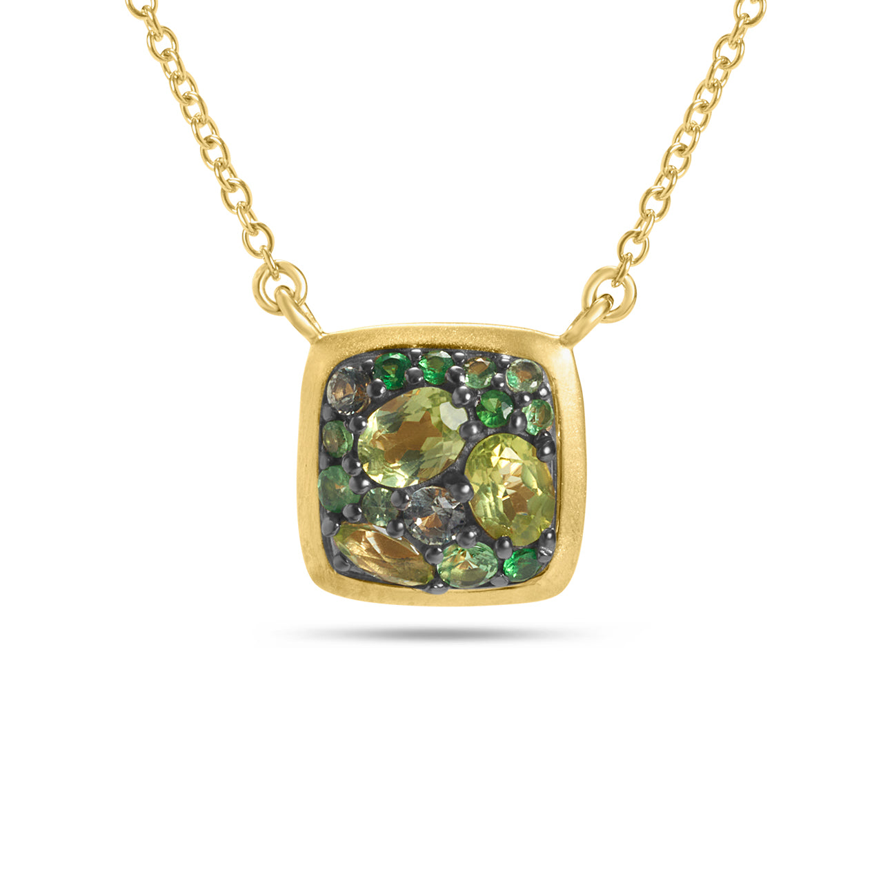 Green Gemstone Cluster Necklace