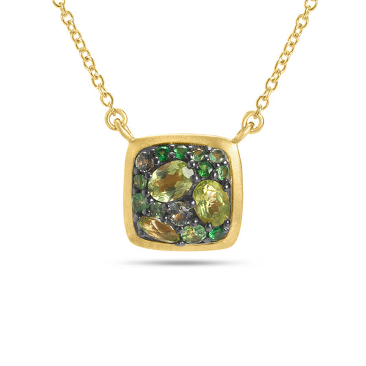 Green Gemstone Cluster Necklace