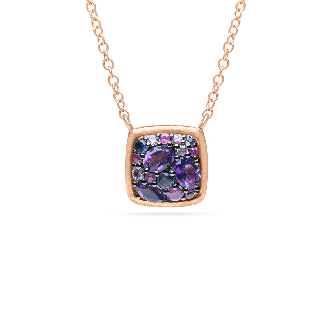 Pink & Purple Gemstone Cluster Necklace