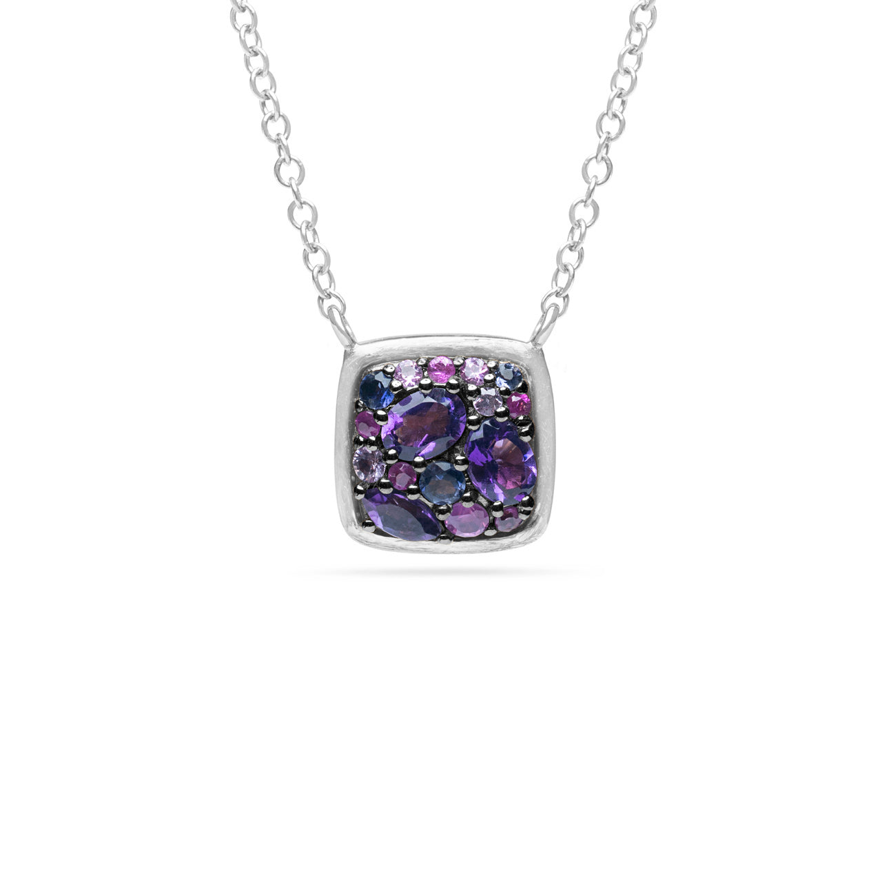 Pink & Purple Gemstone Cluster Necklace