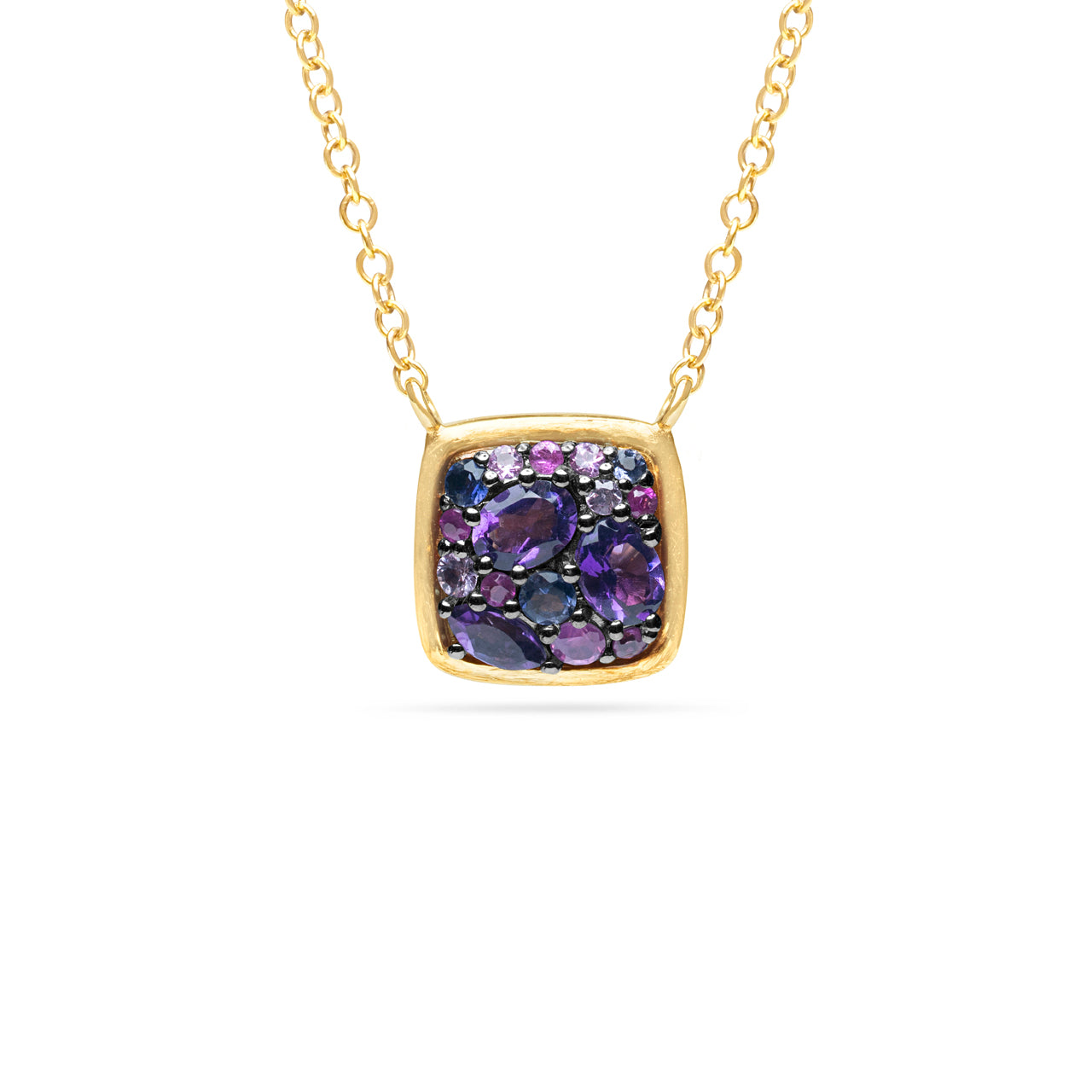 Pink & Purple Gemstone Cluster Necklace