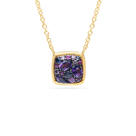 Pink & Purple Gemstone Cluster Necklace