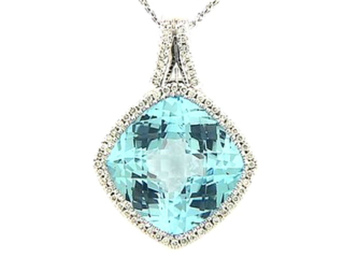 CHB BLUE TOPAZ & DIAMOND PENDANT, 18KW (R/N), C=14.73