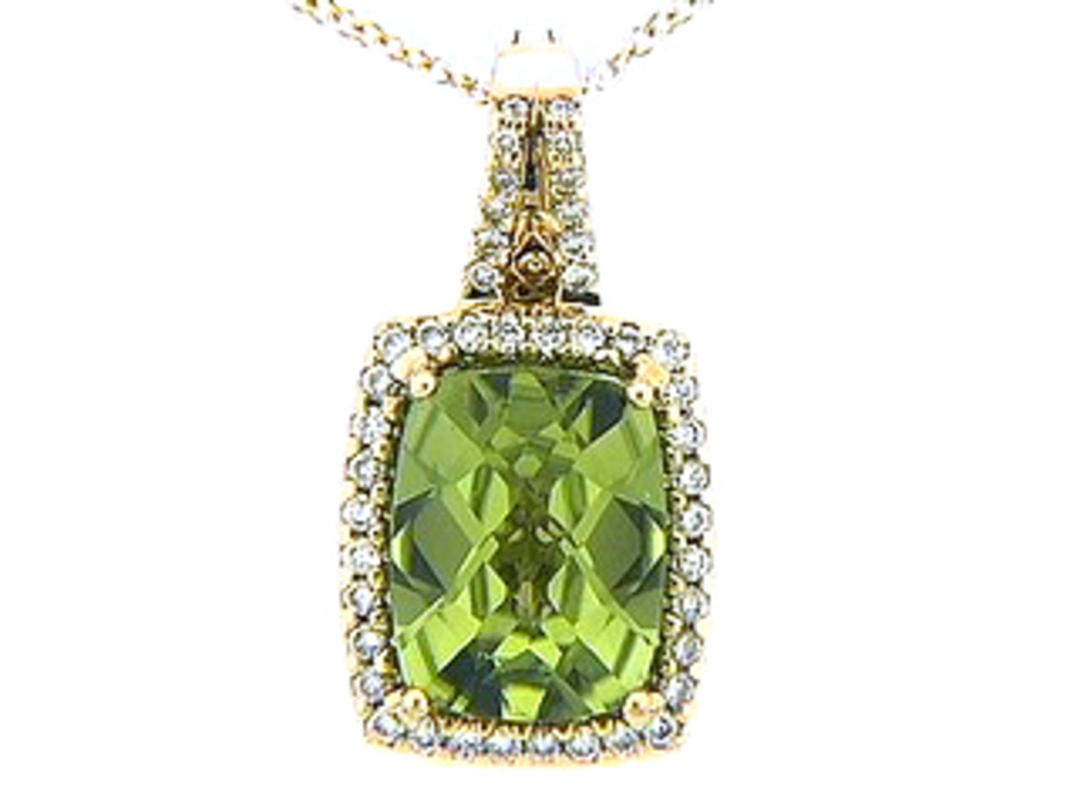 CHB PERIDOT & DIAMOND PENDANT, 18KY (N)