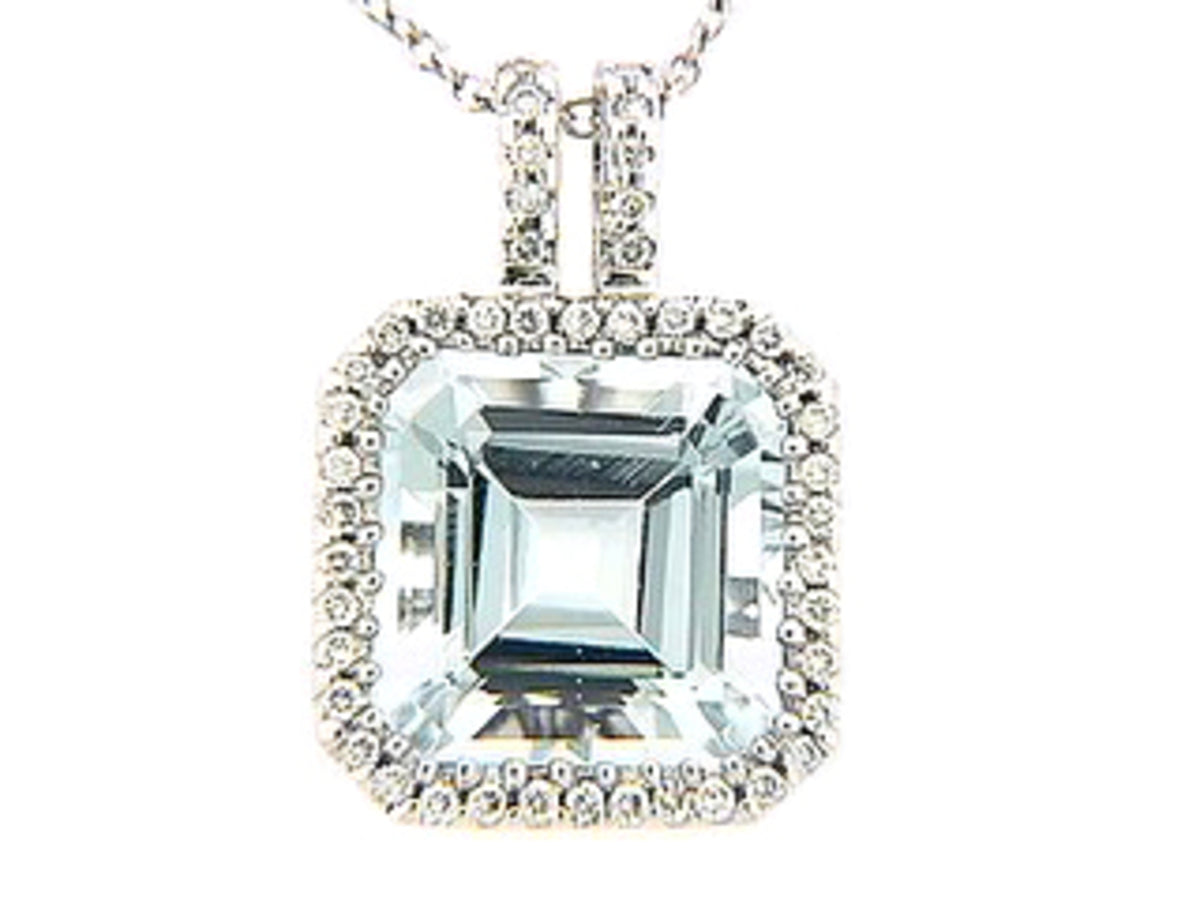 CHB AQUA & DIAMOND PENDANT, 18KW (H)