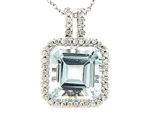 CHB AQUA & DIAMOND PENDANT, 18KW (H)