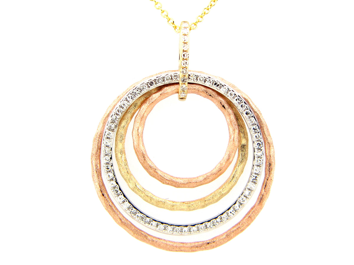 TRI COLOR DIAMOND PENDANT, YELLOW CHAIN,  14KWYR (N)