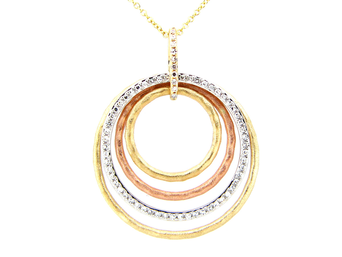 TRI COLOR DIAMOND PENDANT, YELLOW CHAIN, 14KWYR (N)