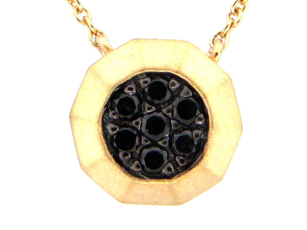 BLACK DIAMOND PENDANT NECKLACE, 18",17",16", 14KY (N)