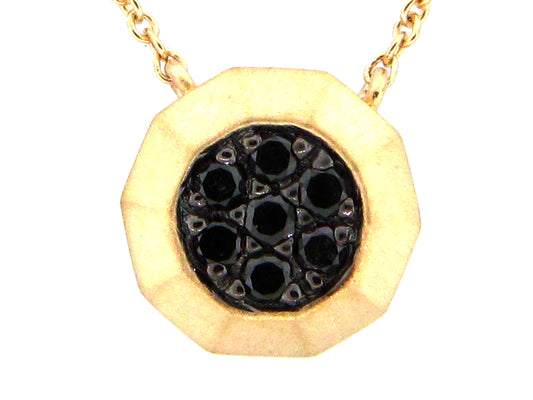 BLACK DIAMOND PENDANT NECKLACE, 18",17",16", 14KY (N)