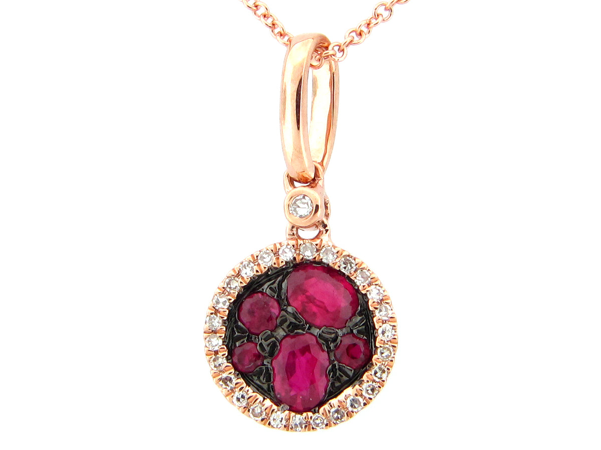 RUBY & DIAMOND ROUND PENDANT