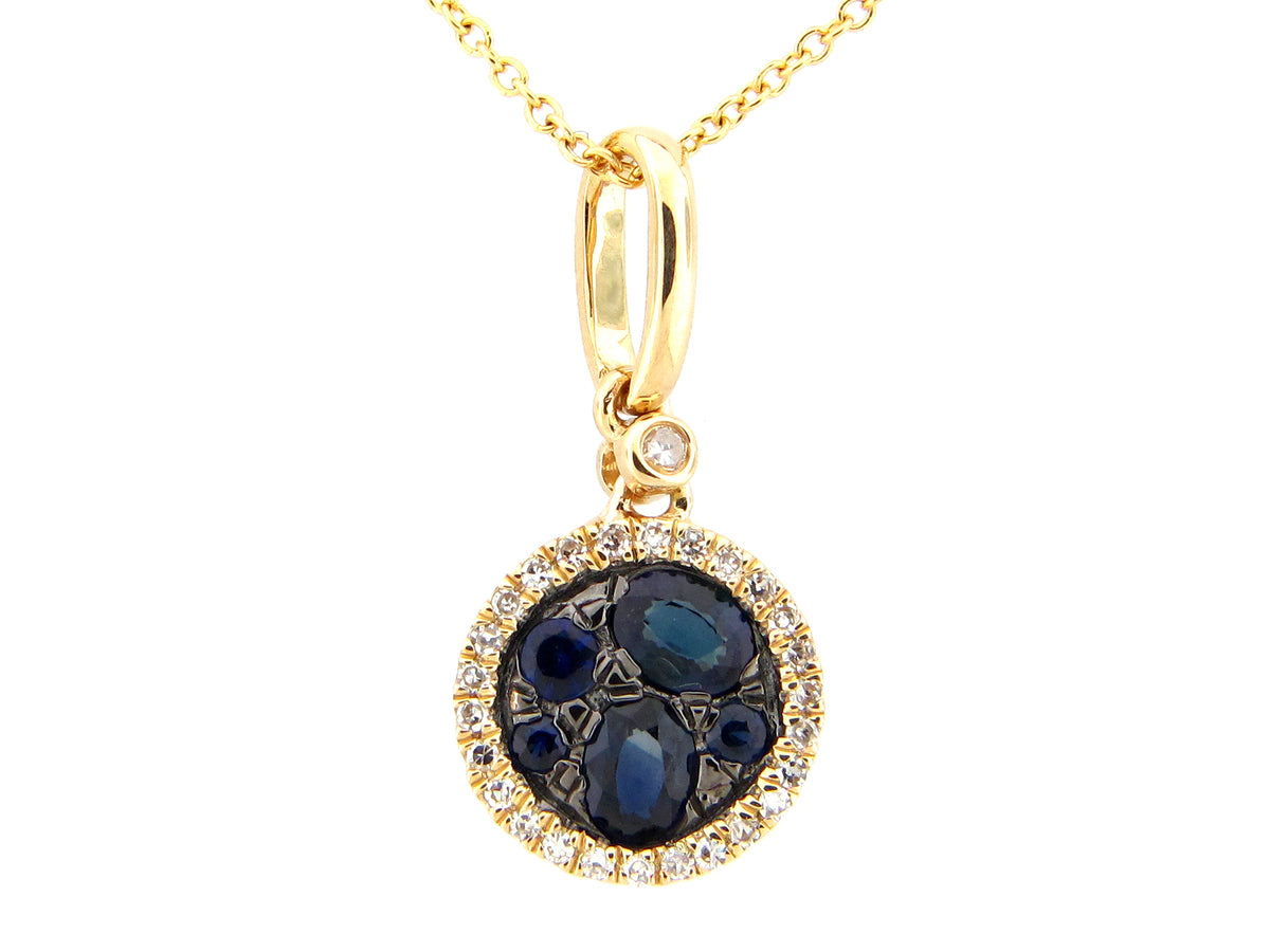 SAPPHIRE & DIAMOND ROUND PENDANT