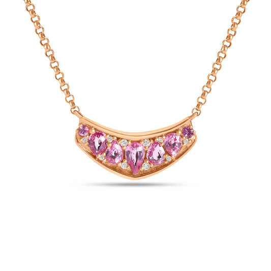 Pink Sapphire & Diamond Chevron Necklace