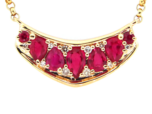 RUBY & DIAMOND PENDANT NECKLACE, 18"/17"/16", 14KY (H)