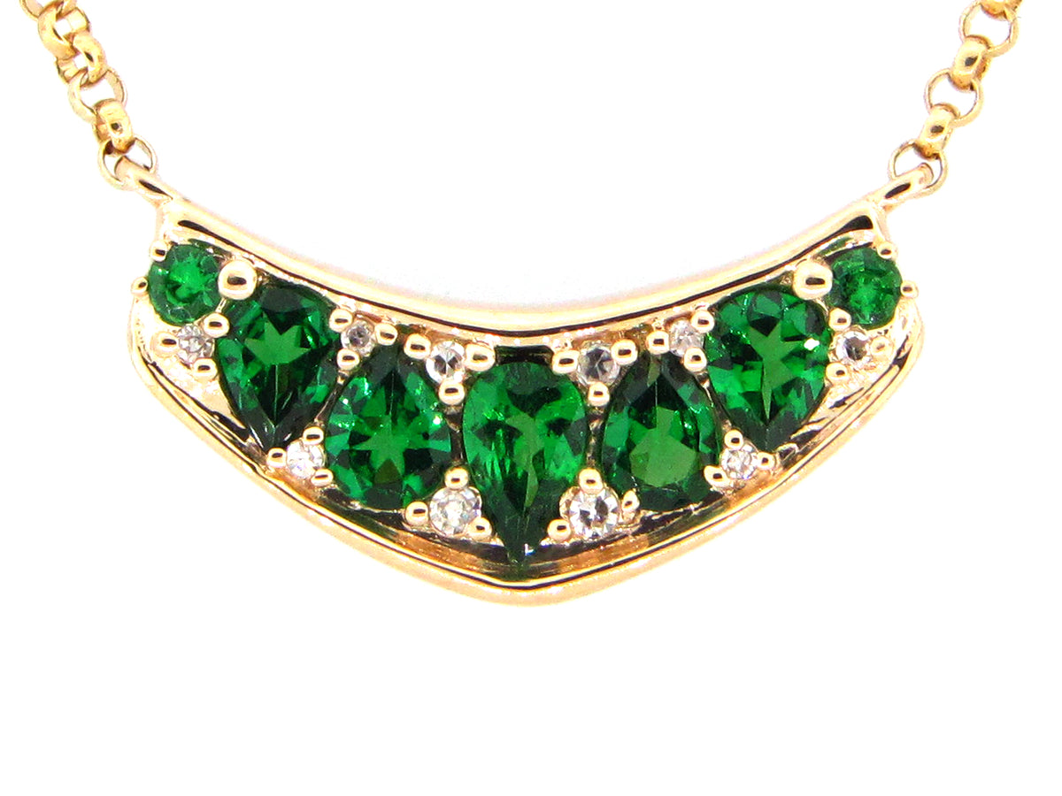TSAVORITE & DIAMOND PENDANT NECKLACE