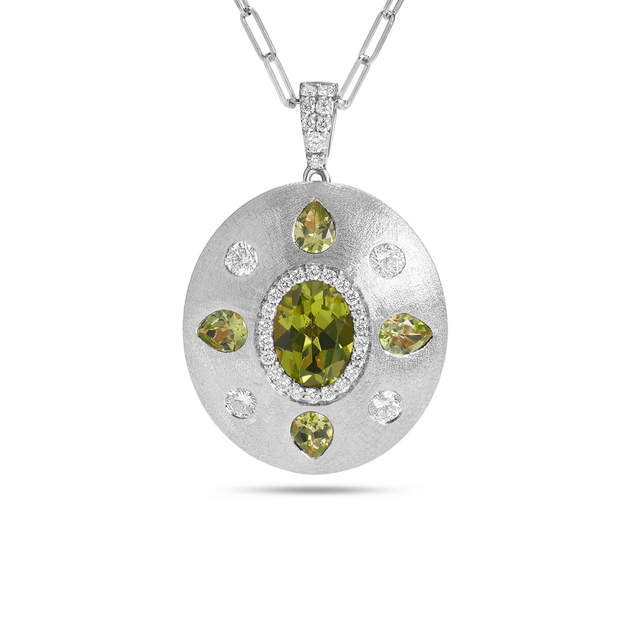 Peridot & Diamond Royal Oval Necklace