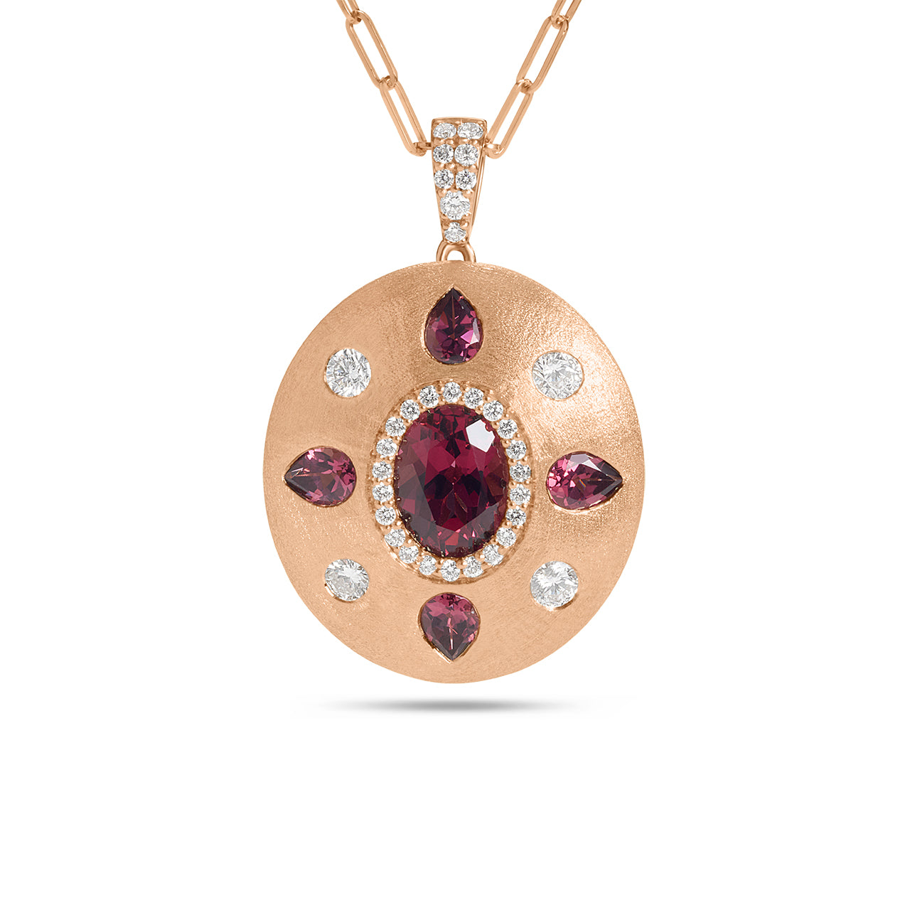 Rhodolite & Diamond Royal Oval Necklace