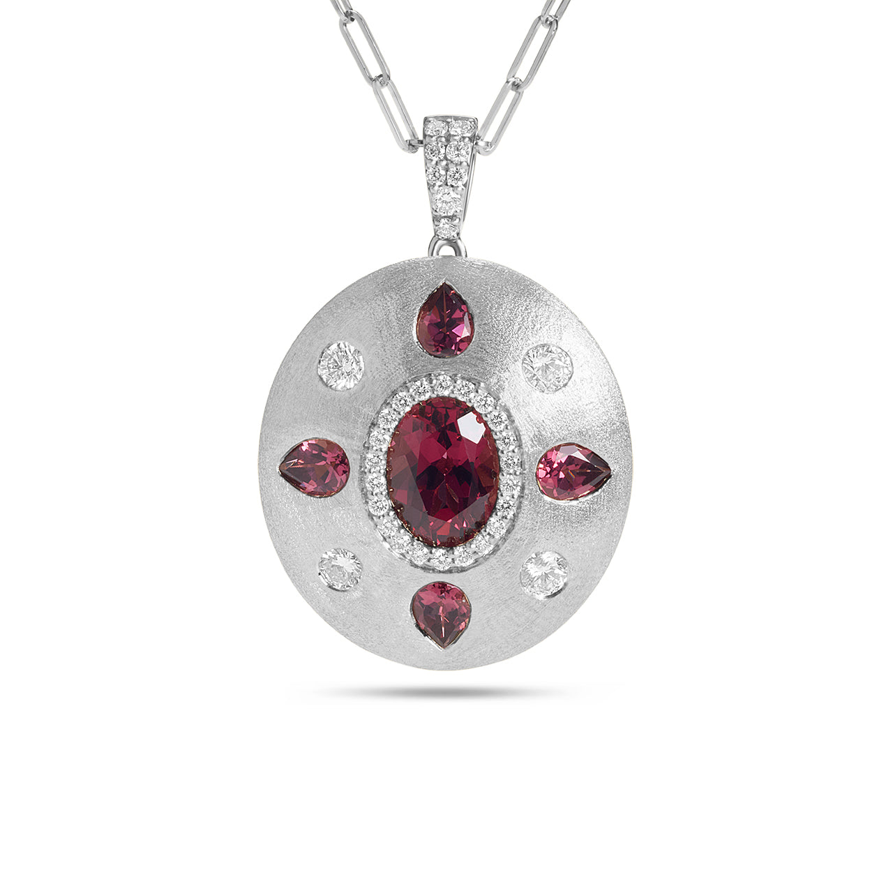 Rhodolite & Diamond Royal Oval Necklace