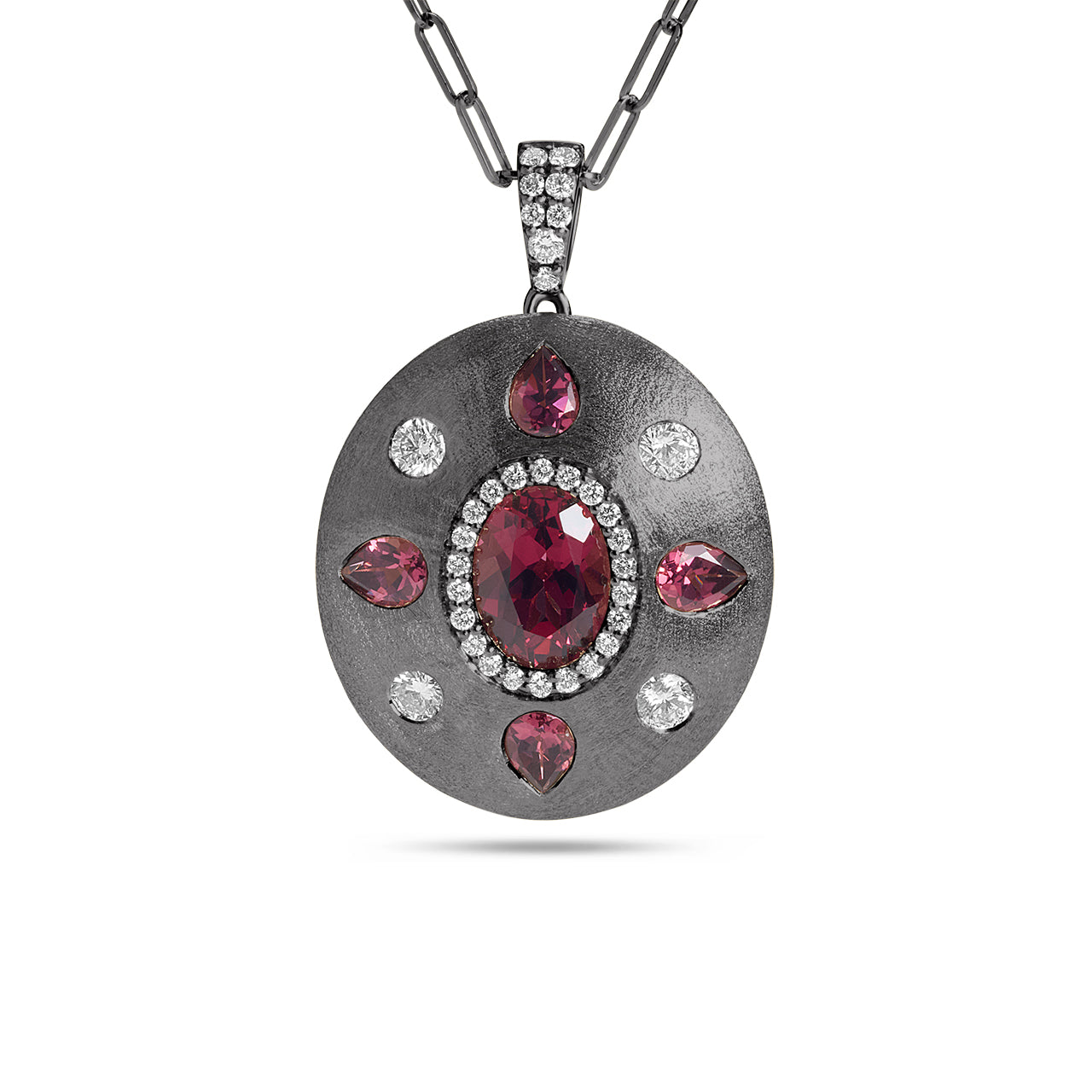 Rhodolite & Diamond Royal Oval Necklace
