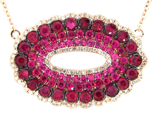 RUBY & DIAMOND PENDANT, 14KR (H)