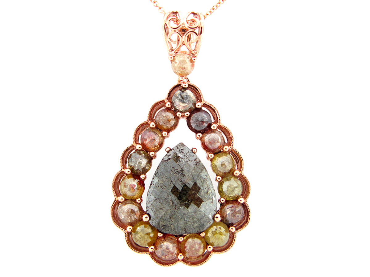 BROWN DIAMOND PENDANT, 14KR (N), CENTER=3.78