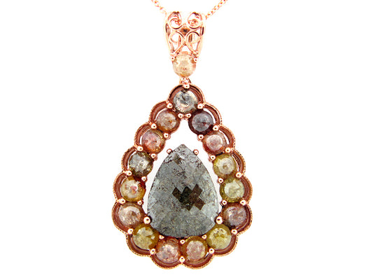 BROWN DIAMOND PENDANT, 14KR (N), CENTER=3.78