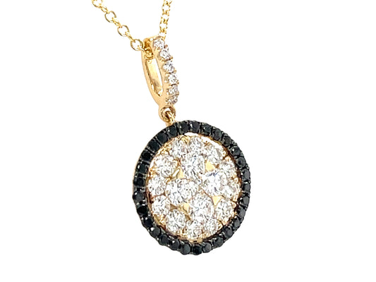 BLACK & WHITE DIAMOND DISC PENDANT