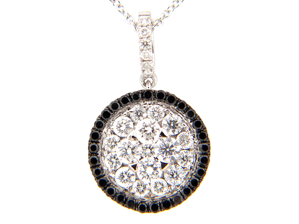 BLACK & WHITE DIAMOND DISC PENDANT