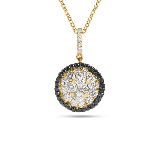 Black & White Diamond Disc Halo Necklace