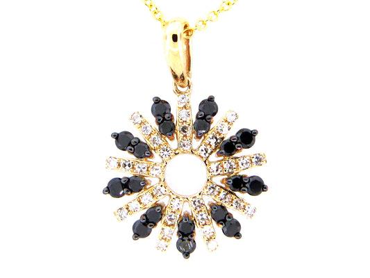 BLACK & WHITE DIAMOND PENDANT, 14KY (R)