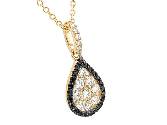 BLACK & WHITE DIAMOND PEAR PENDANT