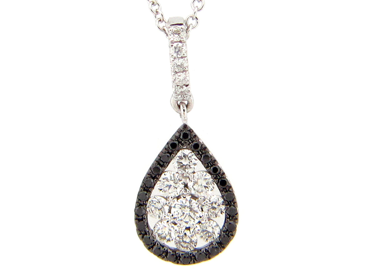 BLACK & WHITE DIAMOND PEAR PENDANT