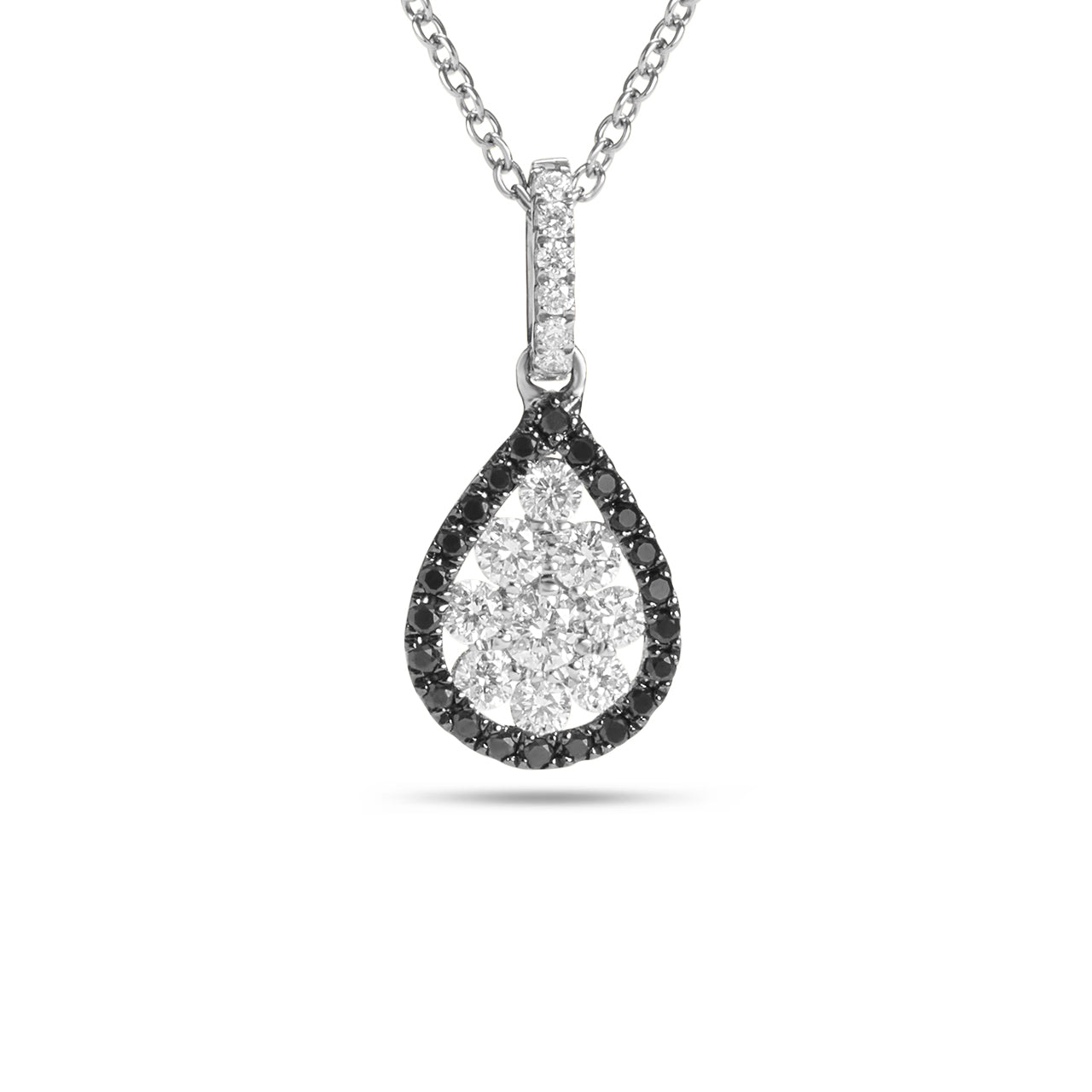 Black & White Diamond Pear Halo Necklace